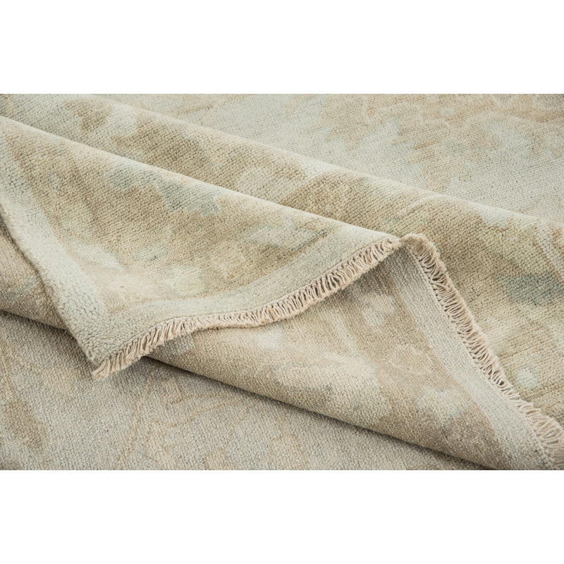 Tapis oriental bleu clair en laine noué à la main Westboro, Rectangle de 2 pi x 3 pi