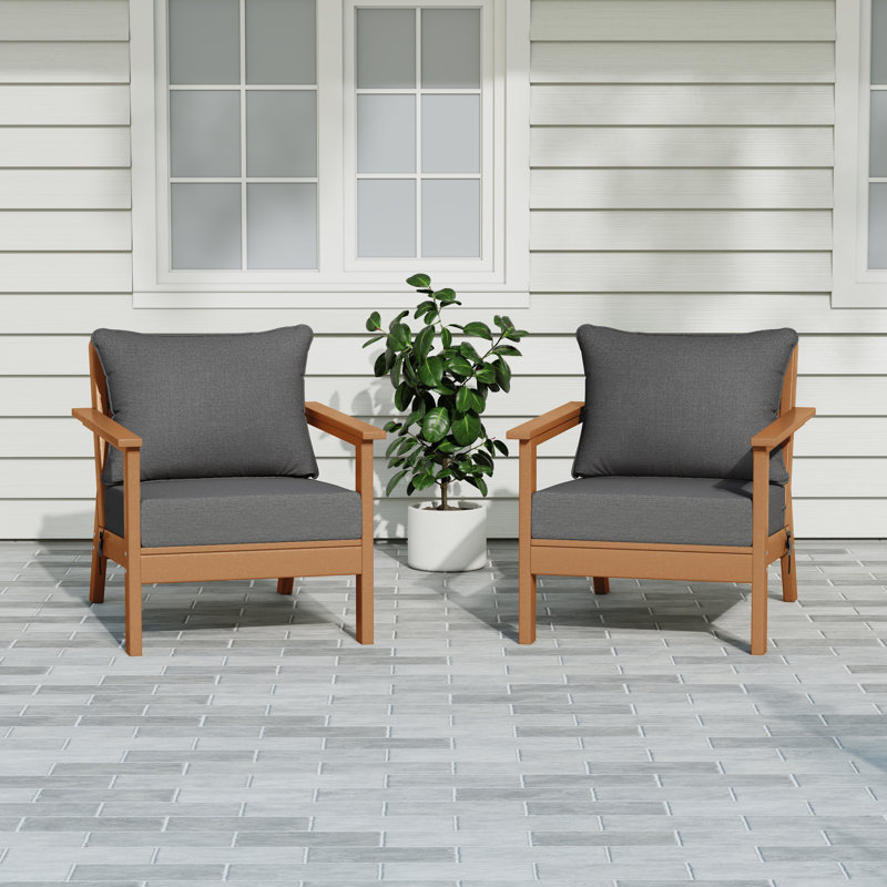 Chaise profonde avec coussins (ensemble de 2), Gris, Teck