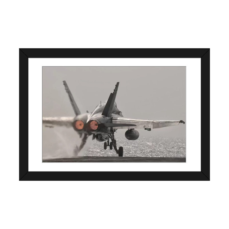 An F/A-18C Hornet Takes Off From USS George H.W. Bush by Giovanni Colla - Photograph on Canvas, Black Framed Fine Art Paper