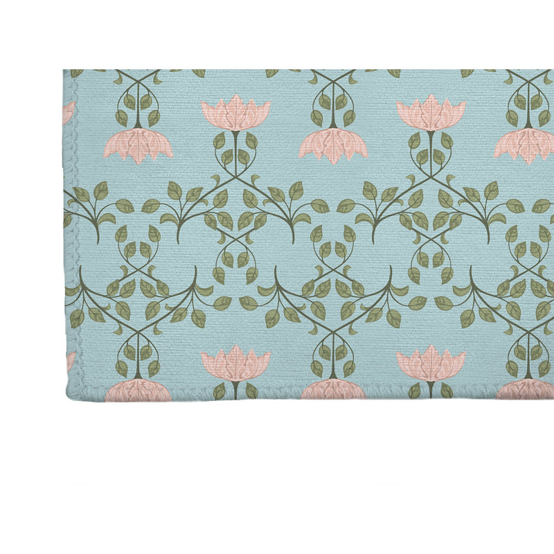 Tapis de cuisine léger Anjelica, Rectangulaire 3 pi x 5 pi, Bleu