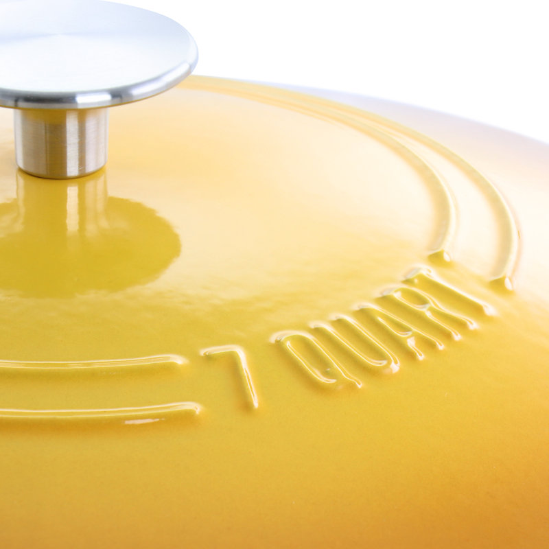Martha Stewart 7 Quart Enameled Cast Iron Dutch Oven With Lid In Yellow Ombre, Yellow Ombre