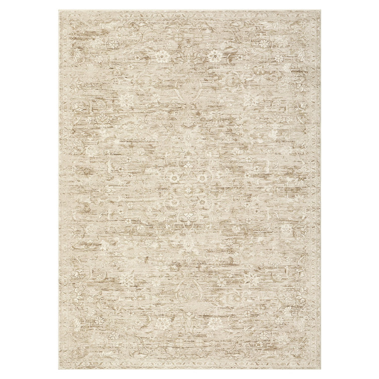 Oriental Machine Washable Rug with Rubber Backing for Living Room Non-Slip Dining Room Rug Easy-Cleaning Floor Carpet for Bedroom Office Playroom_OKPHO_155Y_Floral;Oriental_Camel