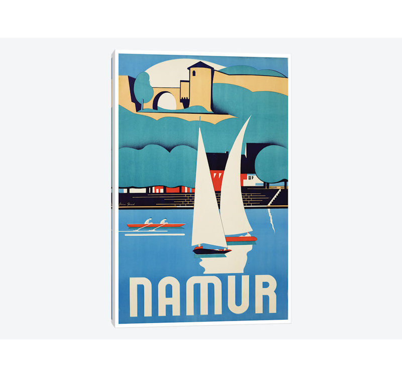 Publicité Vintage « Namur, Belgium » sur toile, 26" H x 18" L x 1,5" D