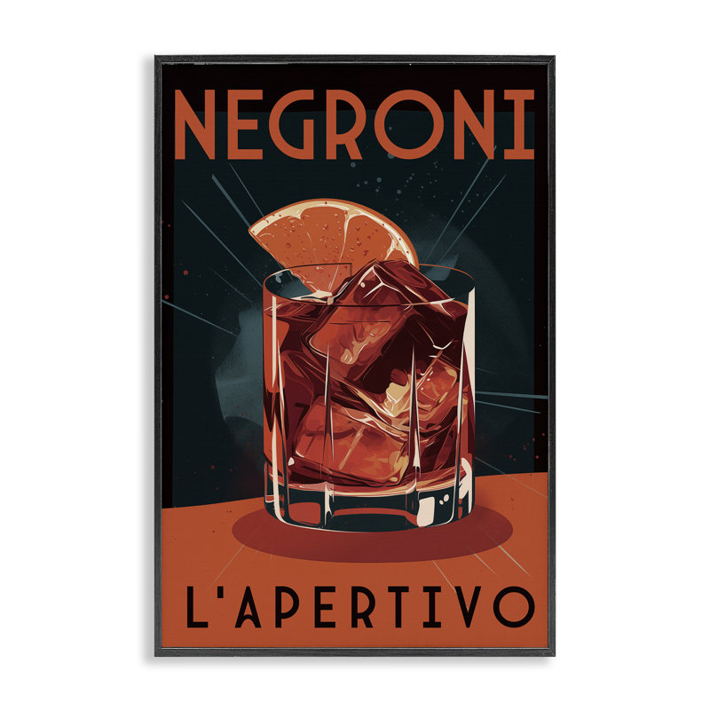 Giclée vintage Mid-Century Negroni, encadrée par Andreas Magnusson, H 18 po x l 12 po, Giclée encadrée noir minuit