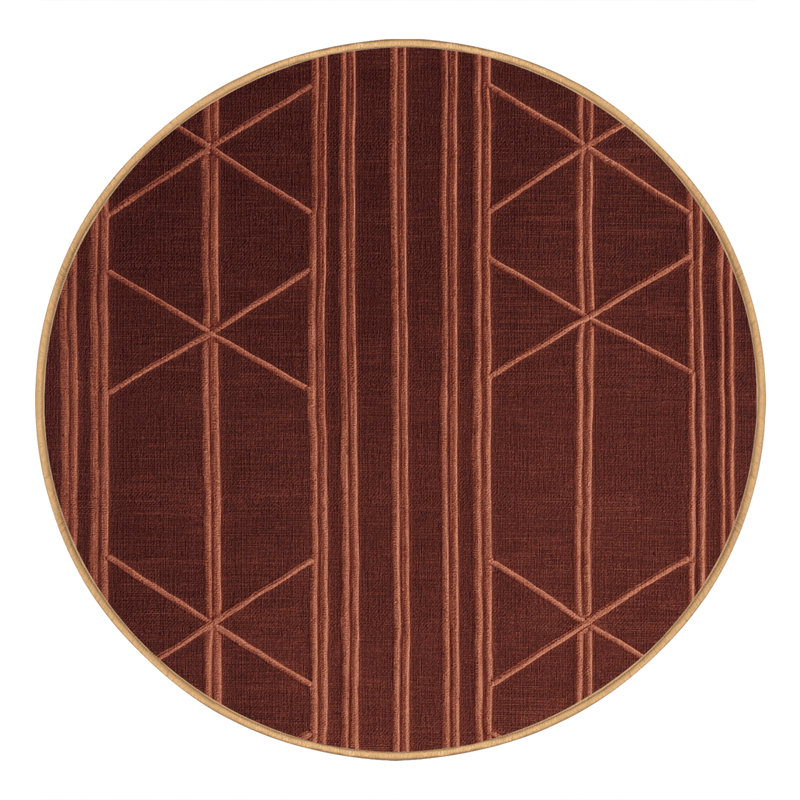 Tapis brun treillis lavable à la machine, Rond 6 pi