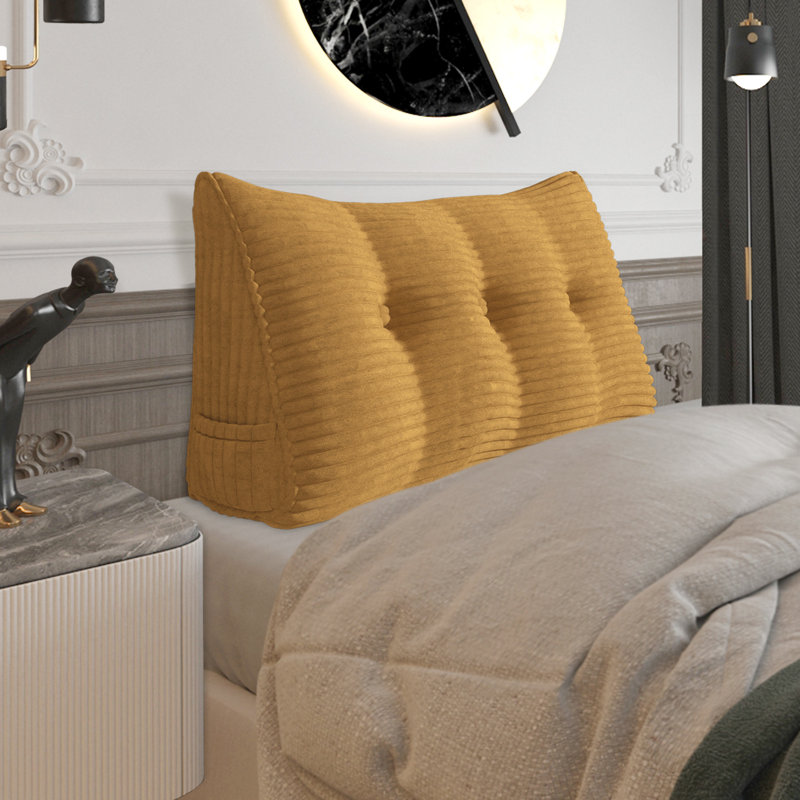 Corduroy Backrest Pillow, 50cm H x 100cm W, Mustard Yellow