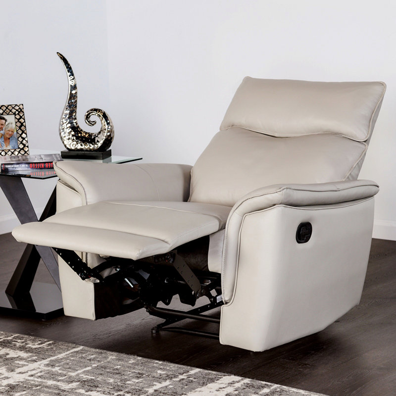 Fauteuil inclinable de style transitionnel avec accoudoirs rembourrés et évasés, Taupe