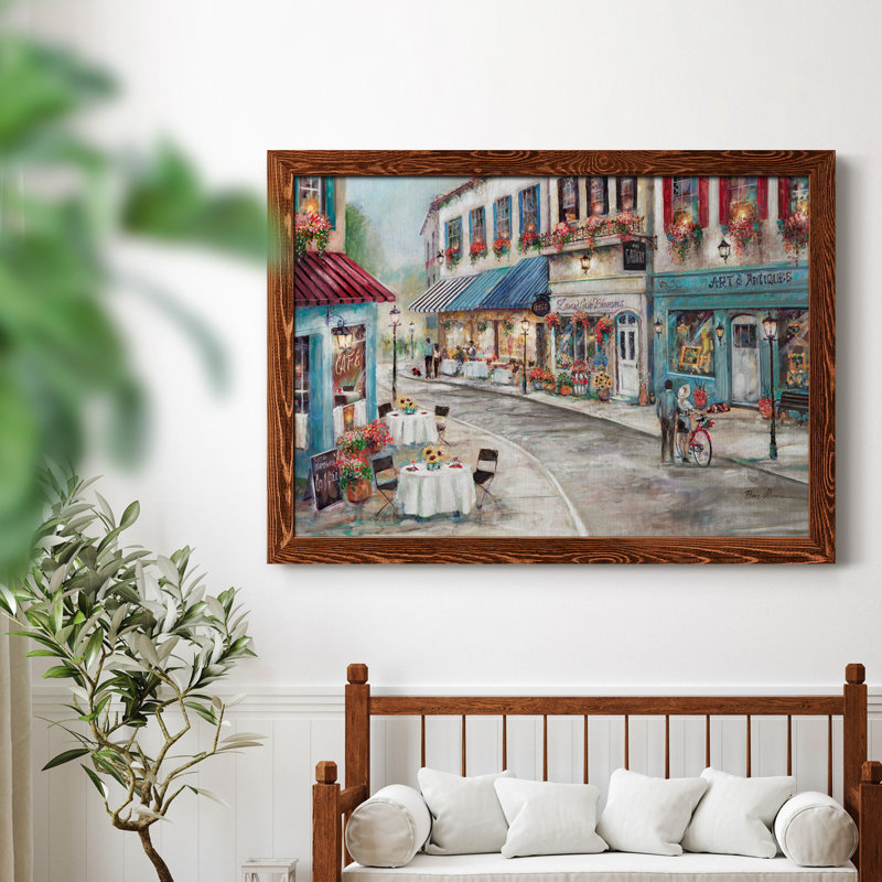 Café pittoresque - peinture sur toile encadrée, Érable, H 31 po x l 44 po x P 0,75 po