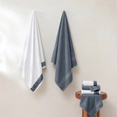 Ensemble de serviettes 6 fils 600 fils avec bordure jacquard Filgree Modern