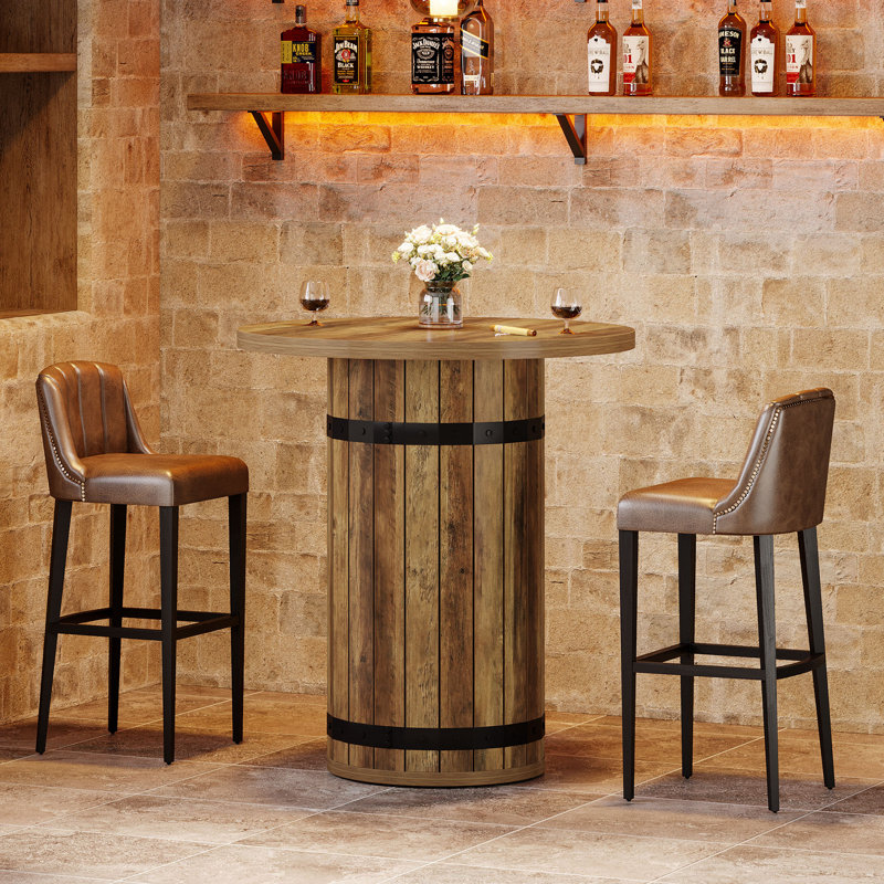 Table de bar ronde 31,5 po, table bistro bistro (table seulement), Brun