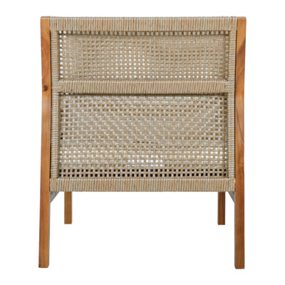 Ensemble de 2 fauteuils de patio en bois d'acacia, 2 fauteuils d'extérieur en osier, sièges profonds et coussins moelleux pour le porche, le jardin, la cour arrière et le balcon