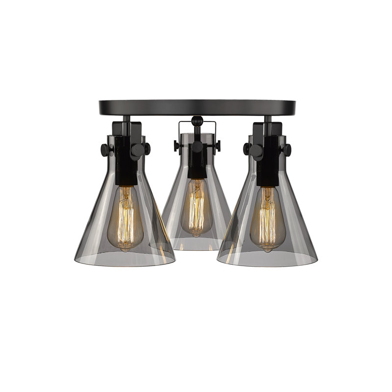 Skokie Glass Semi Flush Mount, Plated Smoke, Matte Black