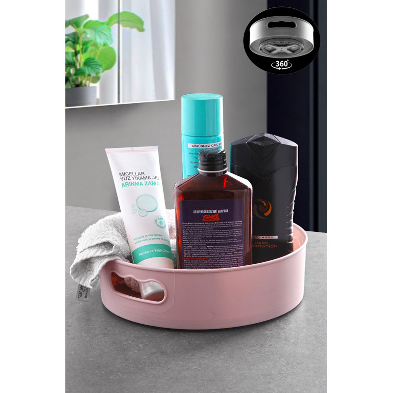 360° Rotating Tray, Pink, 8.7 x 2.8 inches | 100% BPA Free Plastic | Lightweight and Versatile for Serving Snacks, Drinks & More | Perfect for Parties, Picnics & Everyday Use, Easy to Clean