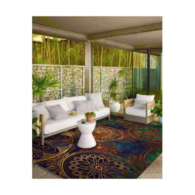 Tapis tissé à motif de disques lavables