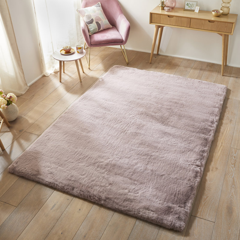 HEAVENLY Solid Colour Machine Made Area Rug, Rectangle 76 x 130 cm, Blush