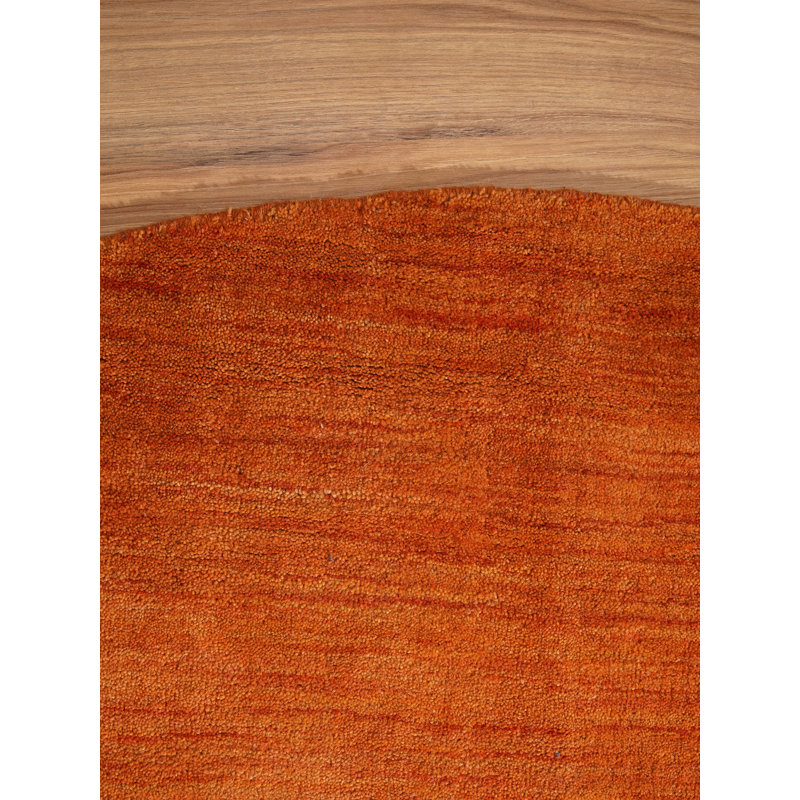 Tapis rond en laine nouée à la main Carpenter - forme ronde | Couleur orange | Conception solide, Rond 6 pi