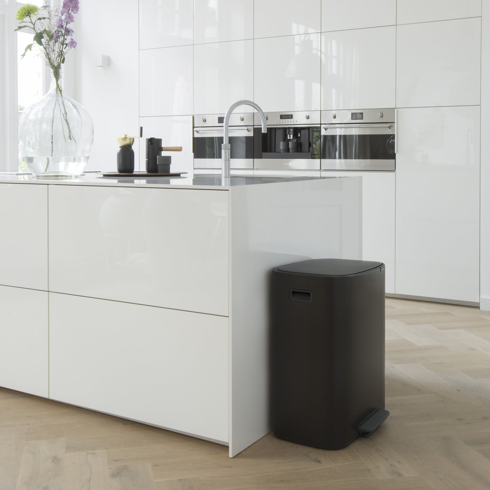 Brabantia Bo Step Dual Recycling Can, Matte Black