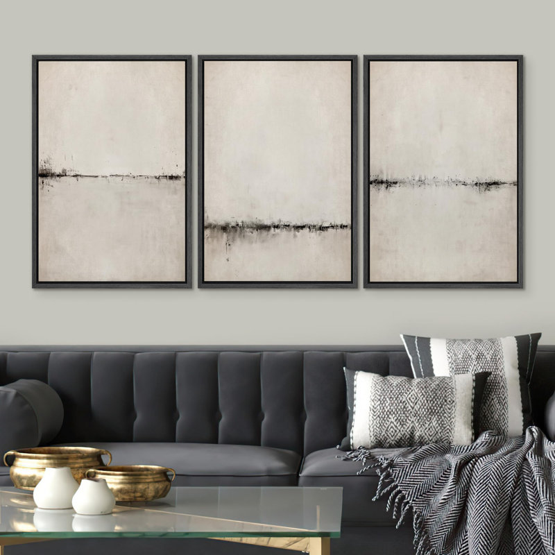 «Abstract Watercolor Serene Aesthetic», 3 pièces, Blanc, H 36 po x l 24 po