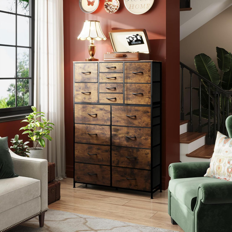 Tall Dresser For Bedroom, Fabric Dresser Storage Tower With 16 Drawers, Chest Of Drawers Organizer Unit
