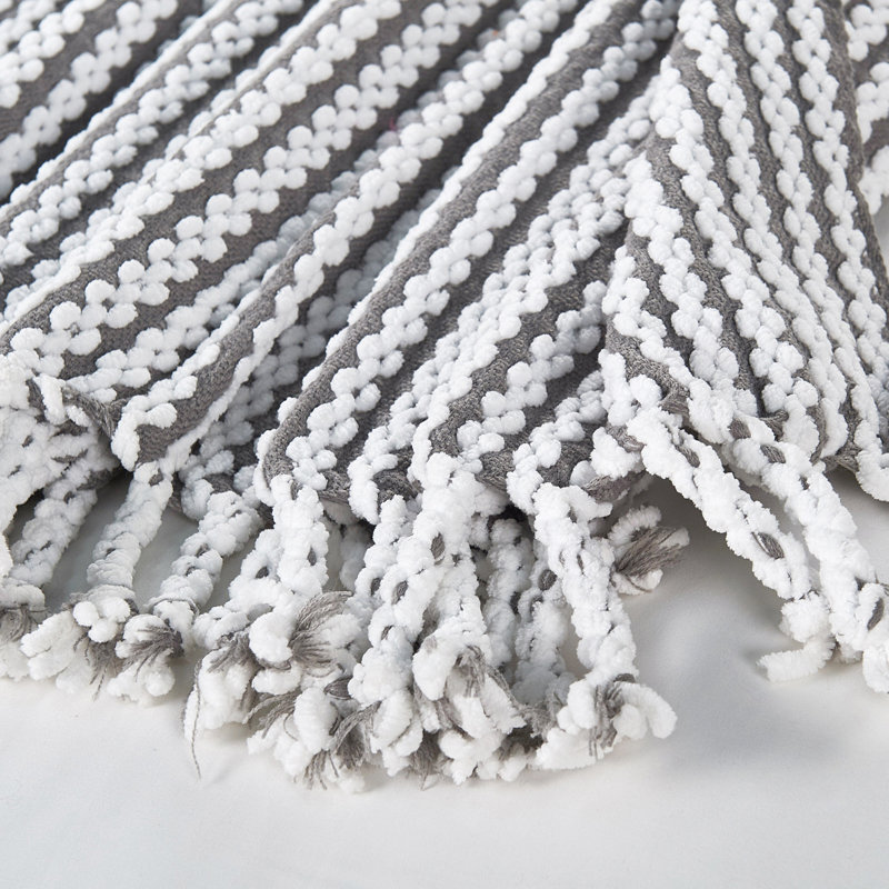 Textured Knit Tassel Throw Blanket, 50" x 60", Soft Polyester Blanket for Sofa and Bed, Ash