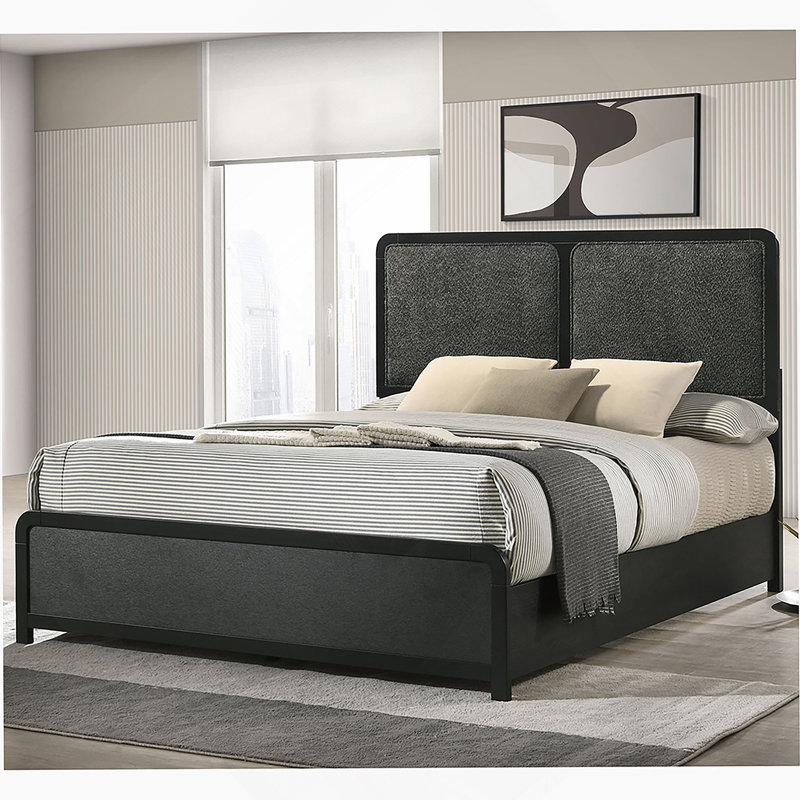 Grand lit tapissier noir Burton