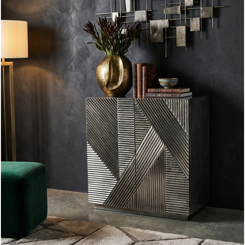 German Silver 2 Door Cabinet