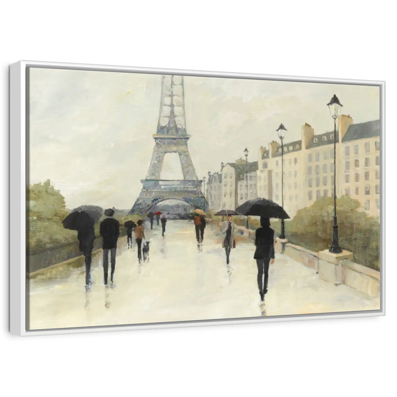 Eiffel sous la pluie, Cadre flottant blanc, 40 po x 27 po