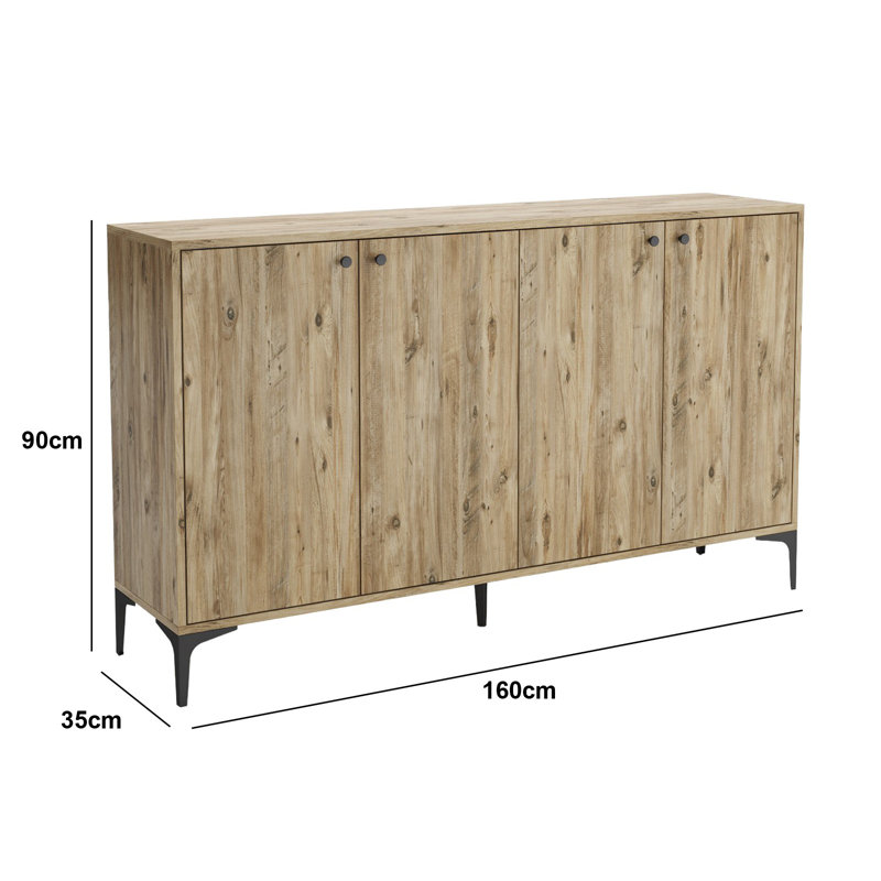 Elegant Console Table with Metal Legs, Atlantic Pine, 63.0 x 35.4 x 13.8 inches | 100% Chipboard Construction, Thickness: 0.7 inches | Numerous Shelves for Additional Storage, Perfect for Living Room & Entryway