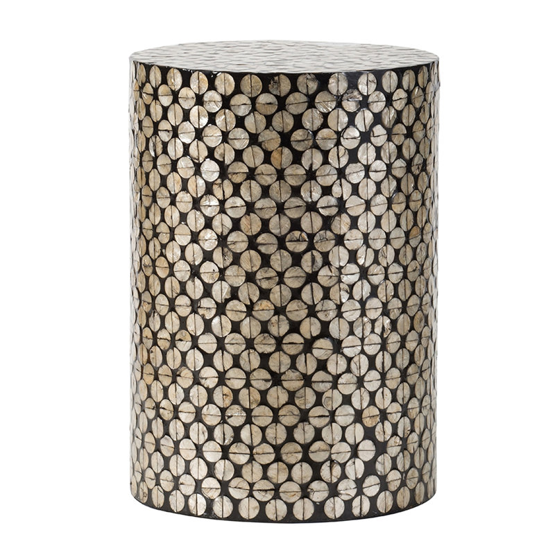 Tabouret moderne, deux tables d'appoint noires et dorées pour la salle à manger, côté cylindrique de 14 po x 20 po, convient à un décor bohème,