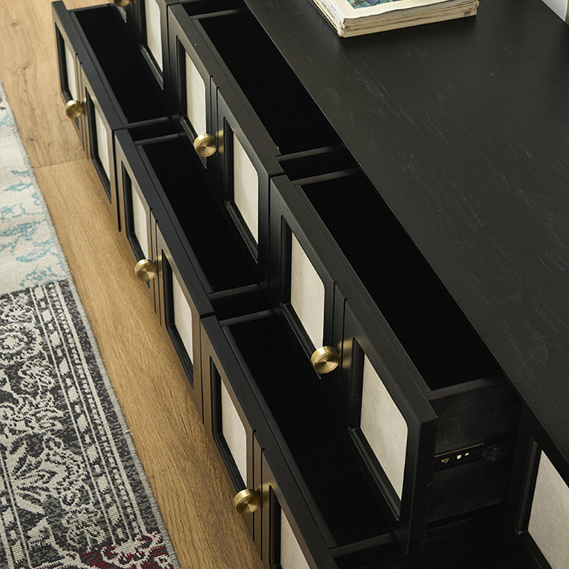Meuble télé de salon de style américain, 73.62", Noir, noir, noir, noir