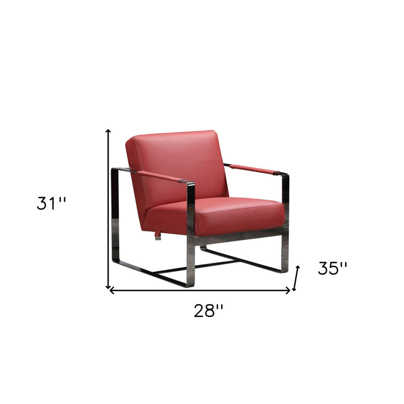 Fauteuil 28 po en cuir véritable rouge et noir