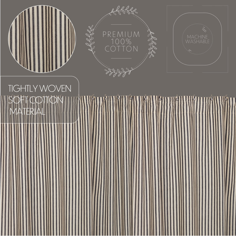 Ashmont Charcoal Gray and White Cotton Ticking Stripe Shower Curtain