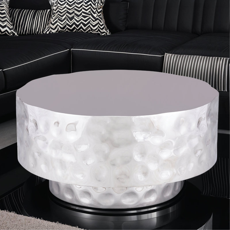 Table basse de style moderne en métal, Argent argent