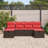 vidaXL Sofa Set with Cushion Manual 6 pcs Brown and Red Poly Rattan-1331137691