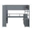 Lit mezzanine en bois avec bureau, tablettes multiples, DEL et station de charge-134642929