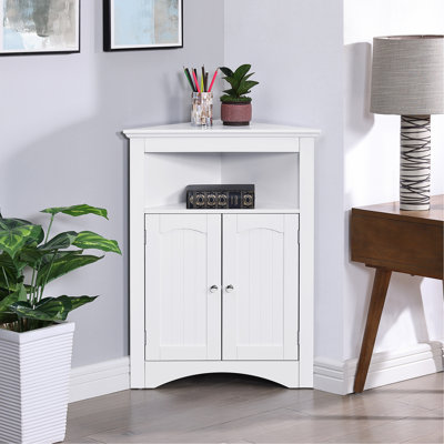 White Corner Cabinet For Bathroom, 12.2 Inches Wide, 32.3 Tall, Easy To Assemble And Waterproof Multifunctional Sideboard In Kitchen High, Construction