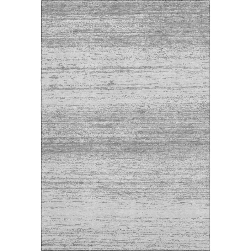 Tapis gris Prisco lavable à la machine de qualité supérieure, Rectangle 10 pi x 14 pi