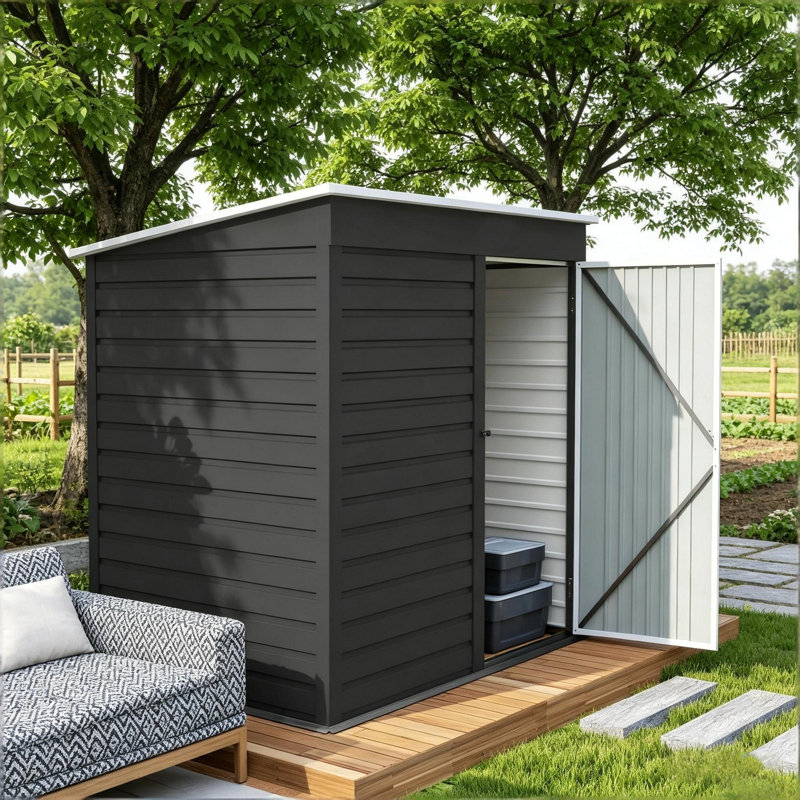 Abri de jardin extérieur, remise en métal avec porte verrouillable et gants 6 pi x 4 pi pour cour arrière