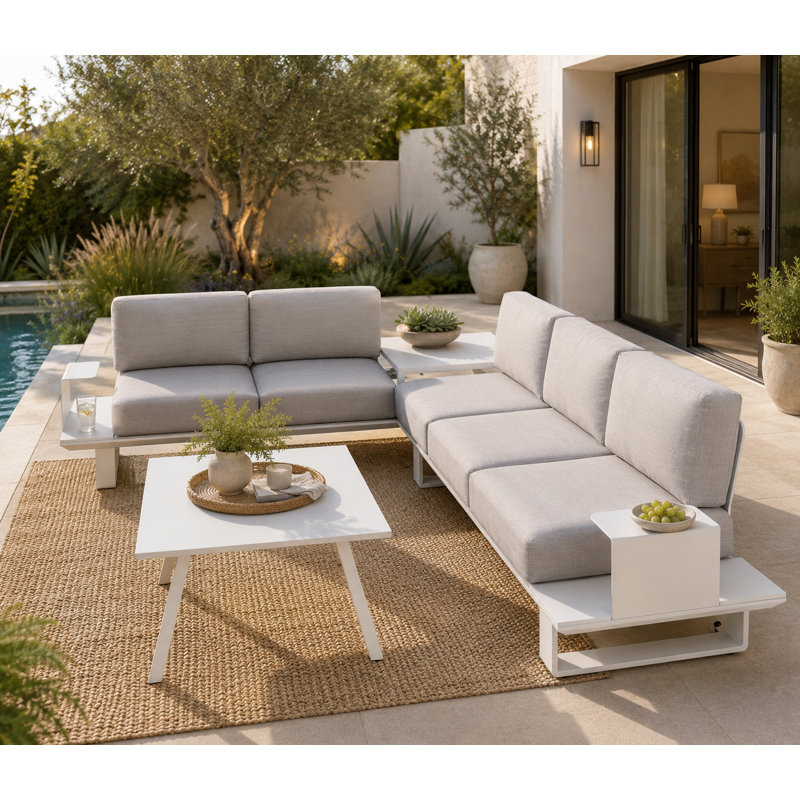 Ensemble de conversation modulaire avec coussins 3 pièces Sunset