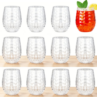 Paquet de 12 verres à cocktail en forme d'ananas de 12 oz, verres à cocktail sans tiges hawaïennes transparentes réutilisables, tasses à whisky incassables et incassables pour un bar tropical