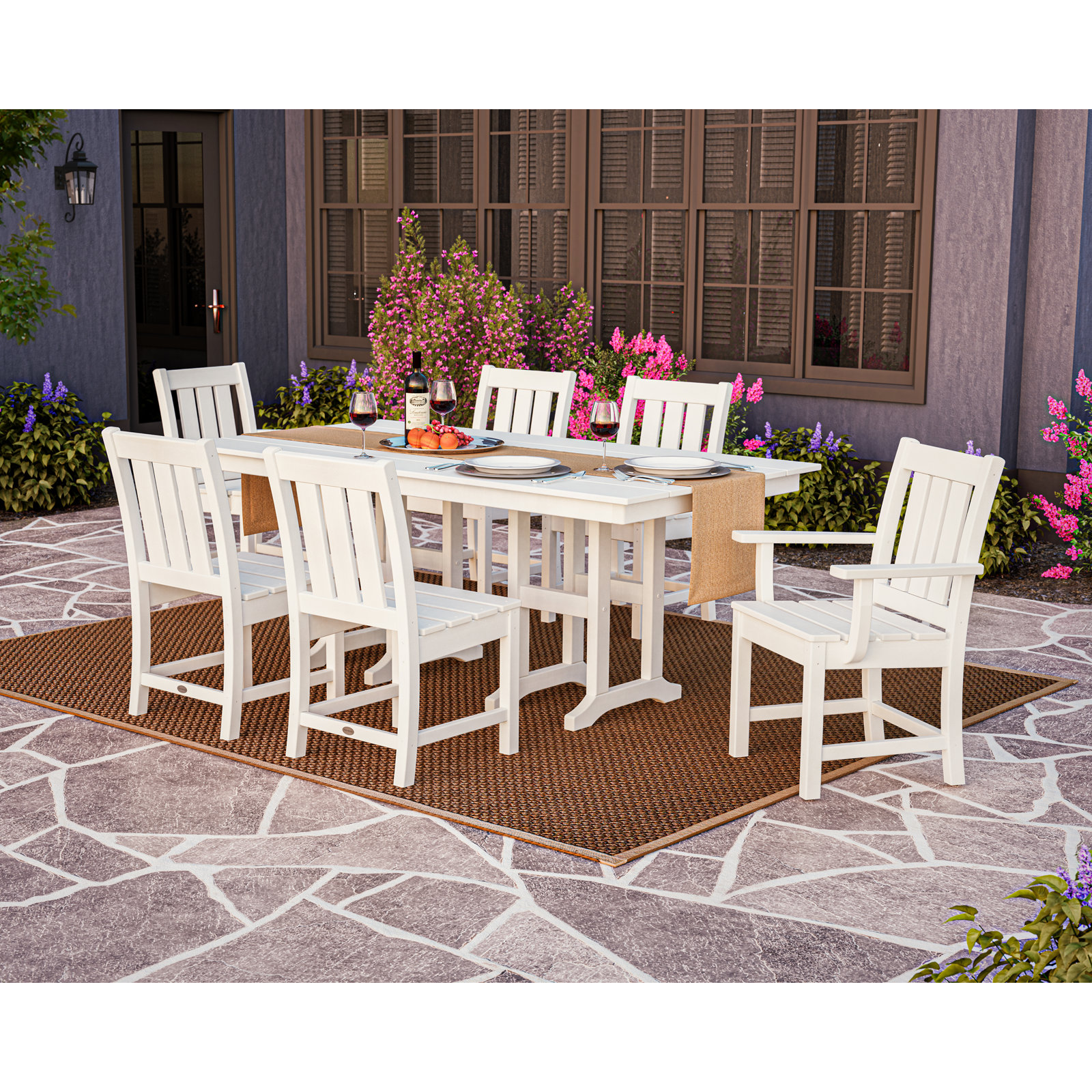 POLYWOOD® Oxford 72" Patio Dining Set, White