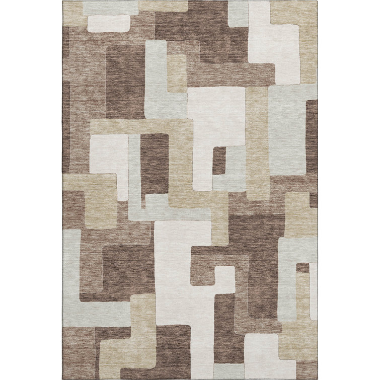Premium Machine Washable Prisco Brown Rug
