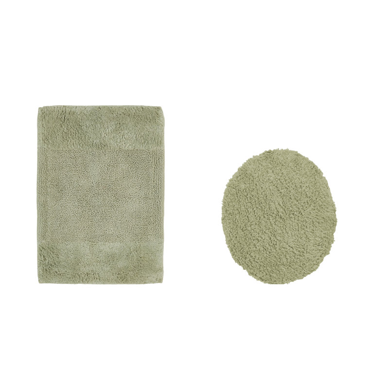 Makaylynn Premium 100% Cotton 2155 GSM 2-Piece Bath Rug Set, OEKO-TEX® Certified, Non-Slip Spray Latex Backing, Plush Tufted, Super Absorbent, Machine Washable Bathroom Rugs, Sage