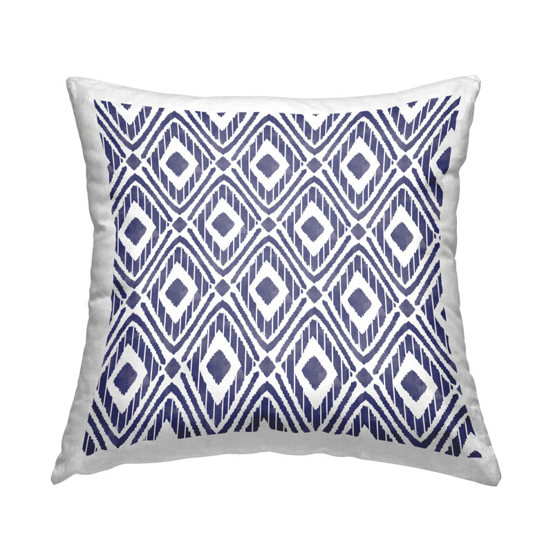 Coussin décoratif en forme de losange bleu avec motif géométrique imprimé par Taylor Shannon Designs