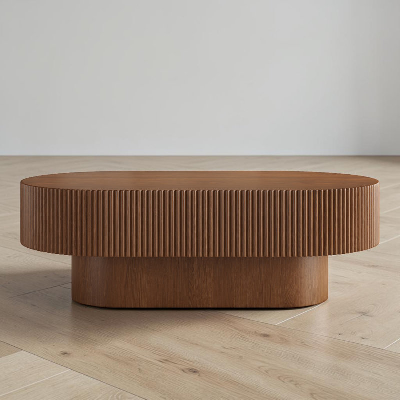 Table basse ovale, Noyer, 13.92" H x 43.32" W x 23.63" D
