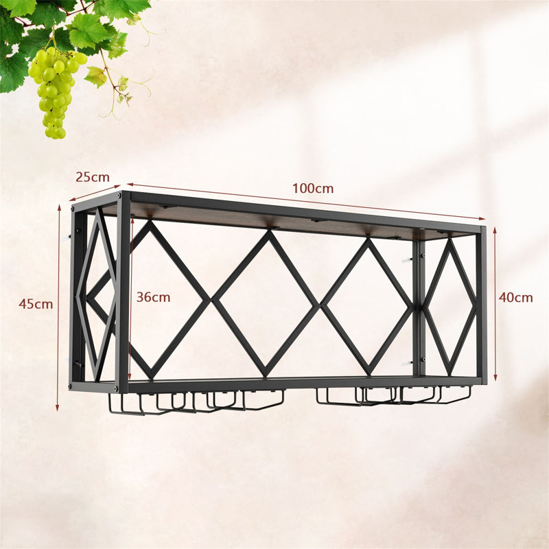Wall Mounted Wine Bottle Rack Brown