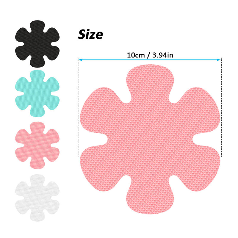 20 Pcs Flower Non-Slip Bathtub Stickers Safety Adhesive Anti Slip Decal Treads with Scraper for Bathroom Shower, Black