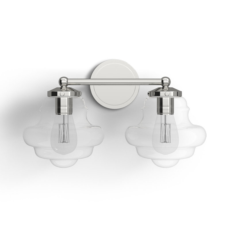 Marah 2 Light Transparent Dimmable Vanity Light, Polished Nickel