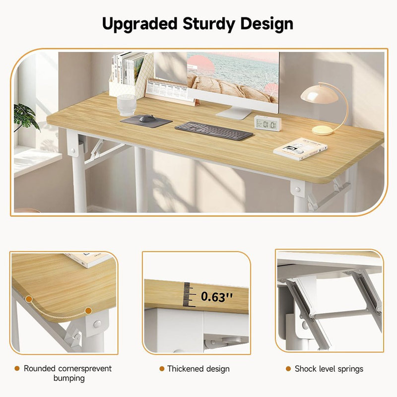 Computer Desk Study Table No Assembly Required, Writing Computer..., 30" H x 20" W x 32" D, Brown