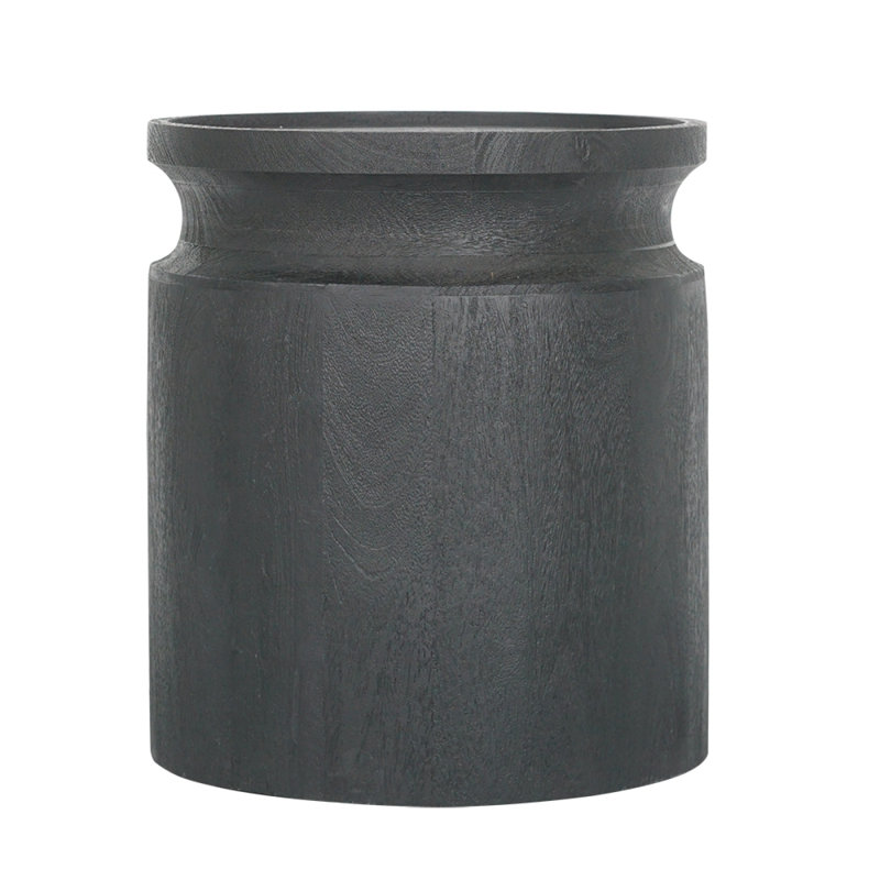 D14x16" Black Wooden Cylinder Side Table